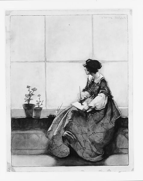 Catharine Van Wyck, M. C. Van Wyck, Watercolor and black chalk on white wove paper faced on cardboard, American