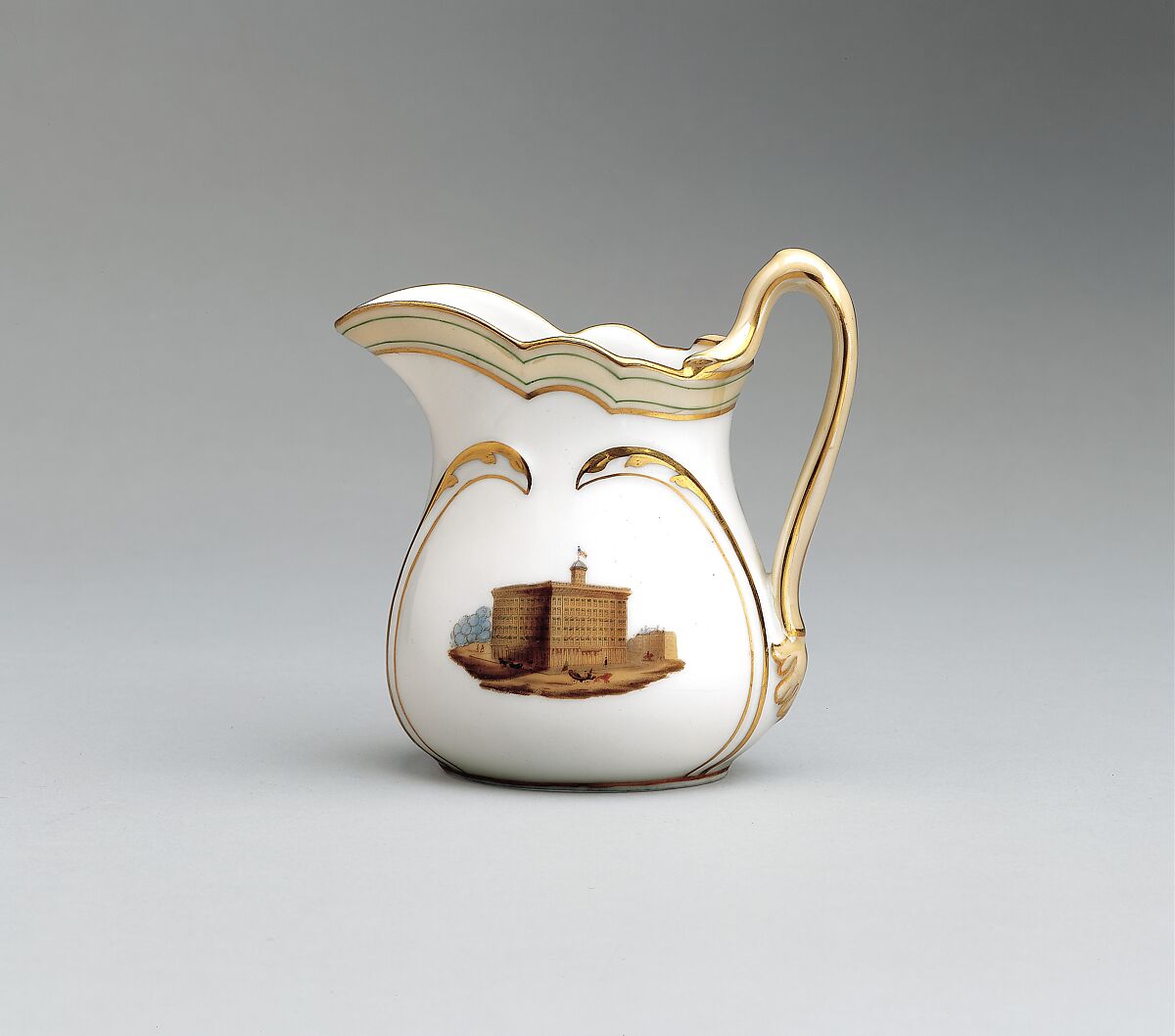 Pitcher, French Maker, Porcelain, overglaze enamel decoration and gilding, American
