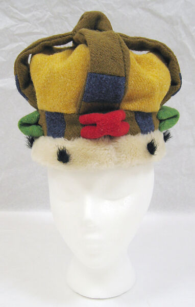 Hat, Vivienne Westwood (British, founded 1971), wool, synthetic fiber, acetate, British 