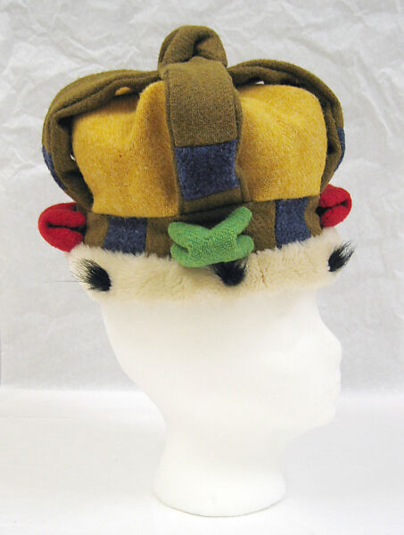 Hat, Vivienne Westwood (British, founded 1971), wool, synthetic fiber, acetate, British