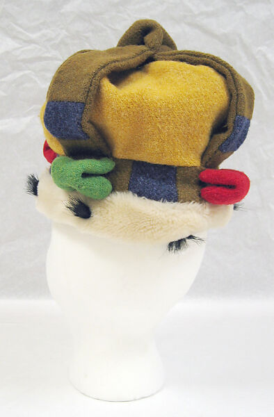 Hat, Vivienne Westwood (British, founded 1971), wool, synthetic fiber, acetate, British