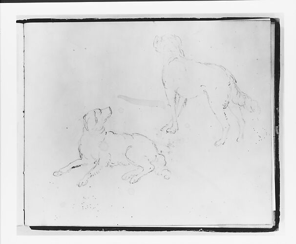 Two Studies of a Dog: Lying Down and Three Quarter Rear View Standing (from Sketchbook)