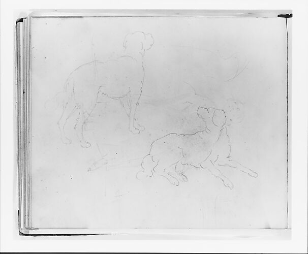 Two Studies of a Dog: Three Quarter Rear View Standing; Lying Down (from Sketchbook)