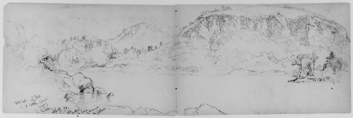 Black Mountain, Lake George (from Sketchbook), Daniel Huntington (American, New York 1816–1906 New York), Graphite on off-white wove paper, American 