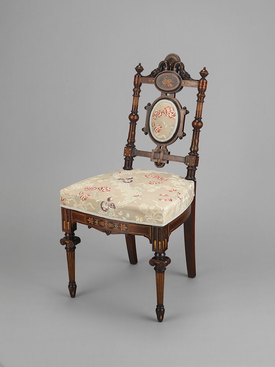 Chair, Herter Brothers (German, active New York, 1864–1906), Rosewood; marquetry of various woods; gilding composition material, American 
