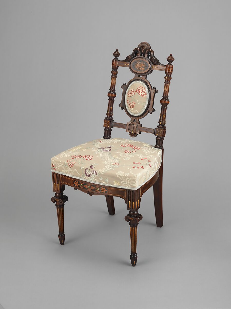 Chair, Herter Brothers (German, active New York, 1864–1906), Rosewood; marquetry of various woods; gilding composition material, American
