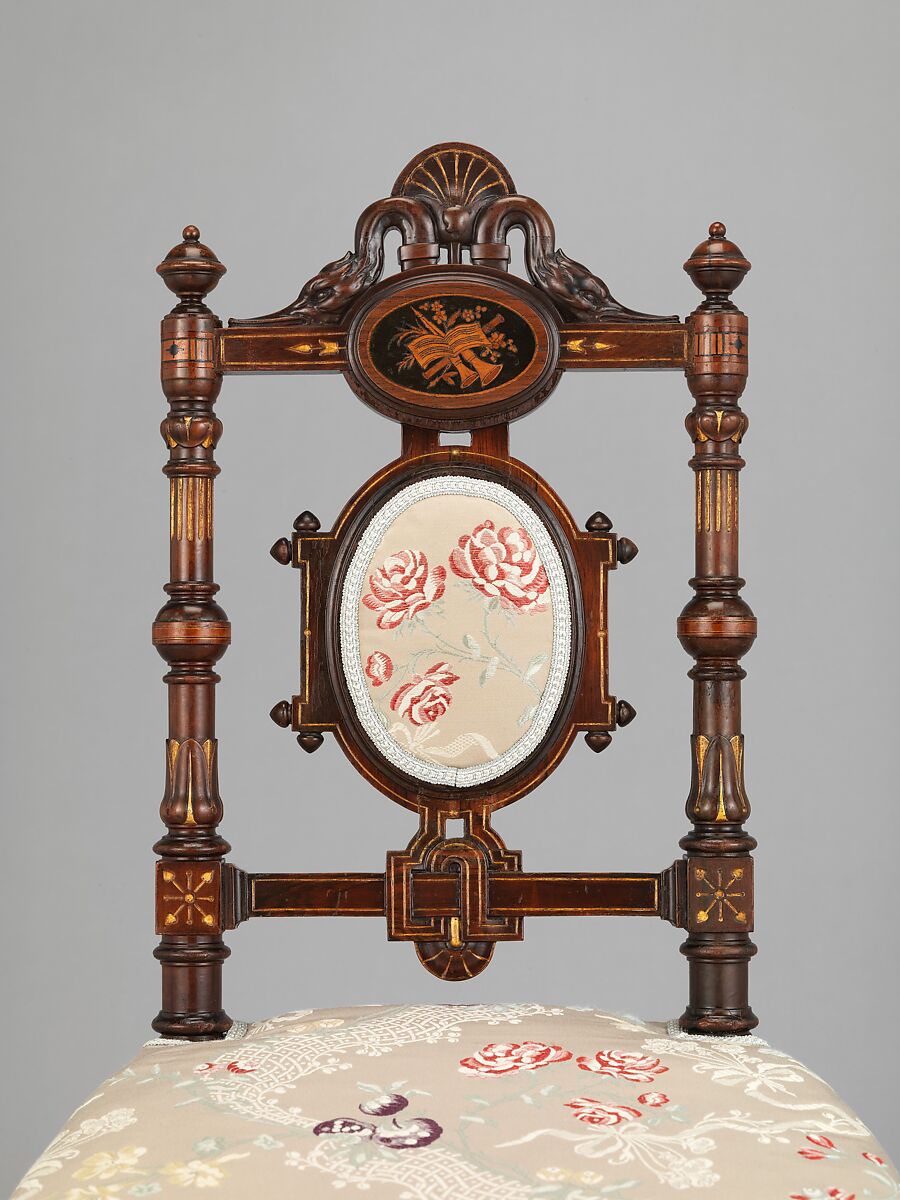 Chair, Herter Brothers (German, active New York, 1864–1906), Rosewood; marquetry of various woods; gilding composition material, American