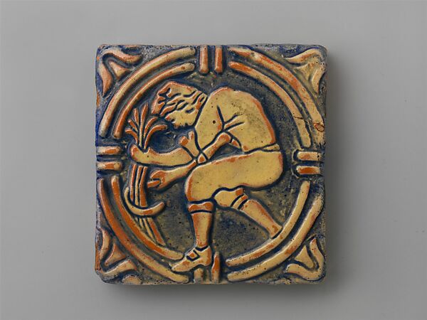 Tile, Designed by Henry Chapman Mercer (1856–1930), Earthenware, American 