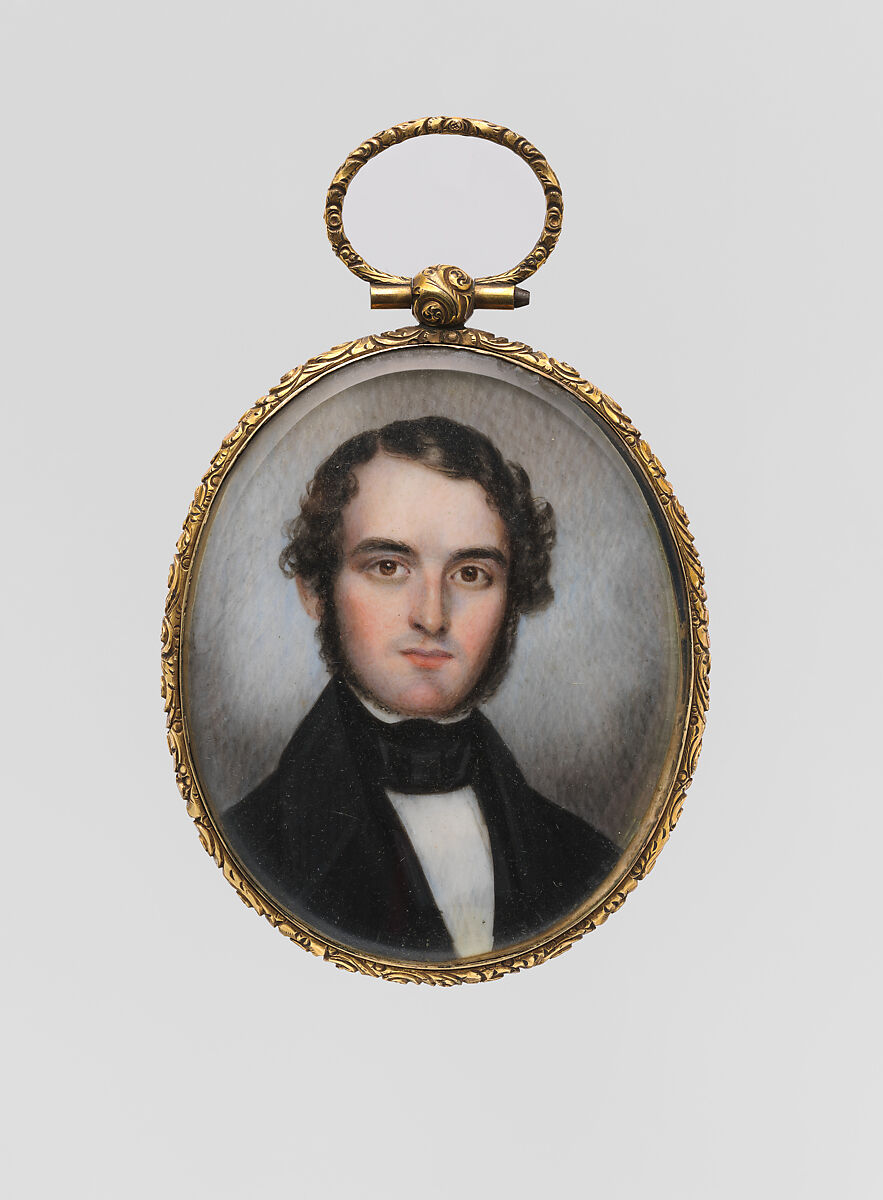 Portrait of a Gentleman, Ezra Atherton (active 1838–1842), Watercolor on ivory, American 
