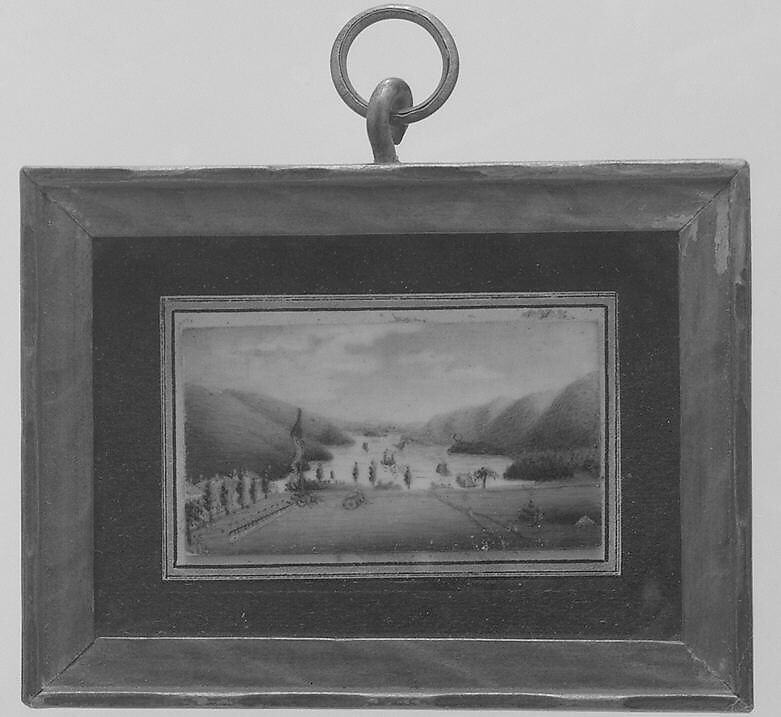 United States Military Academy at West Point, Looking South, Attributed to George Catlin (1796–1872), Watercolor on ivory, American 