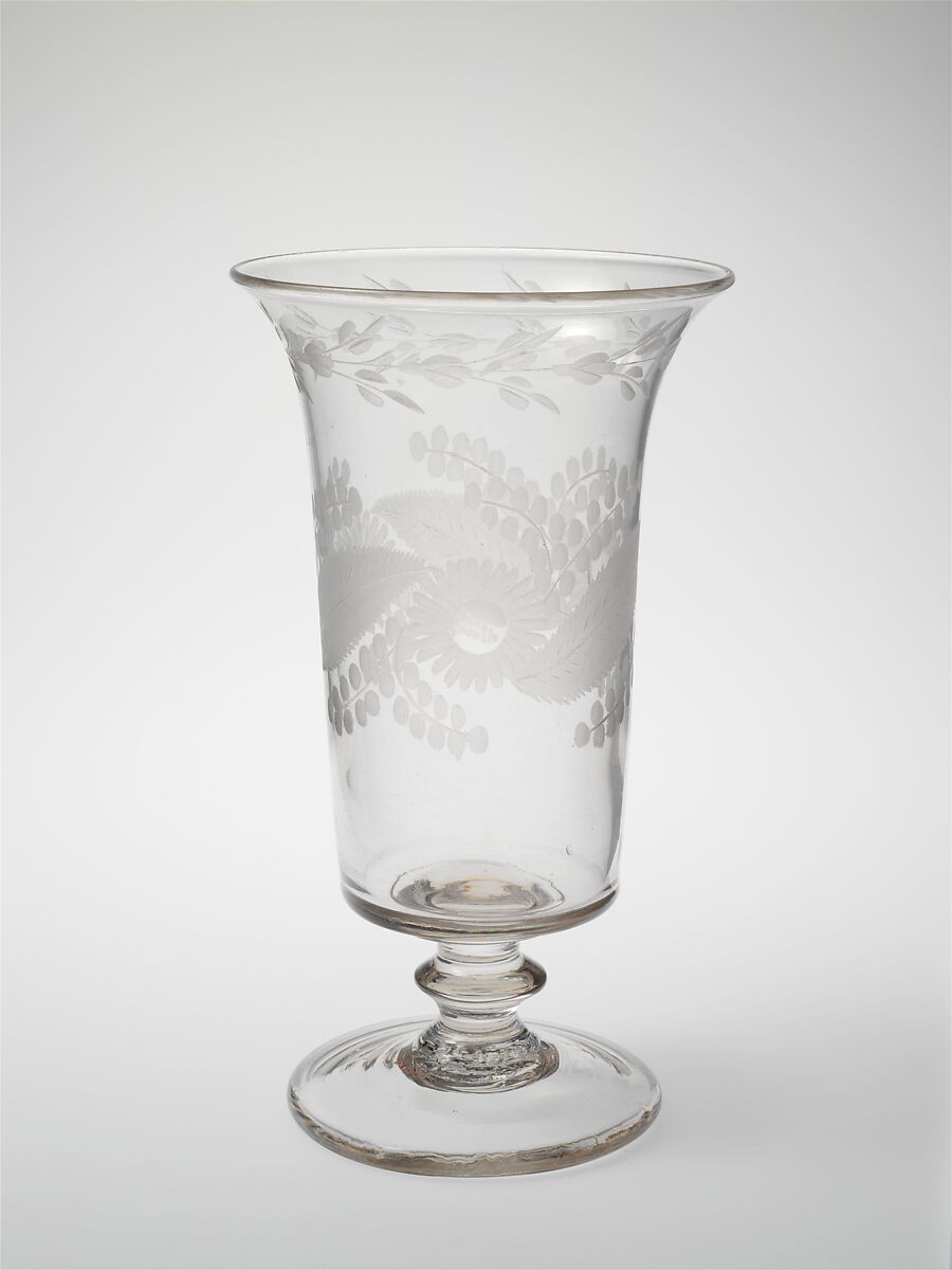 Celery vase, Benjamin Bakewell &amp; Co. (1809–1813) or, Blown and engraved glass, American 