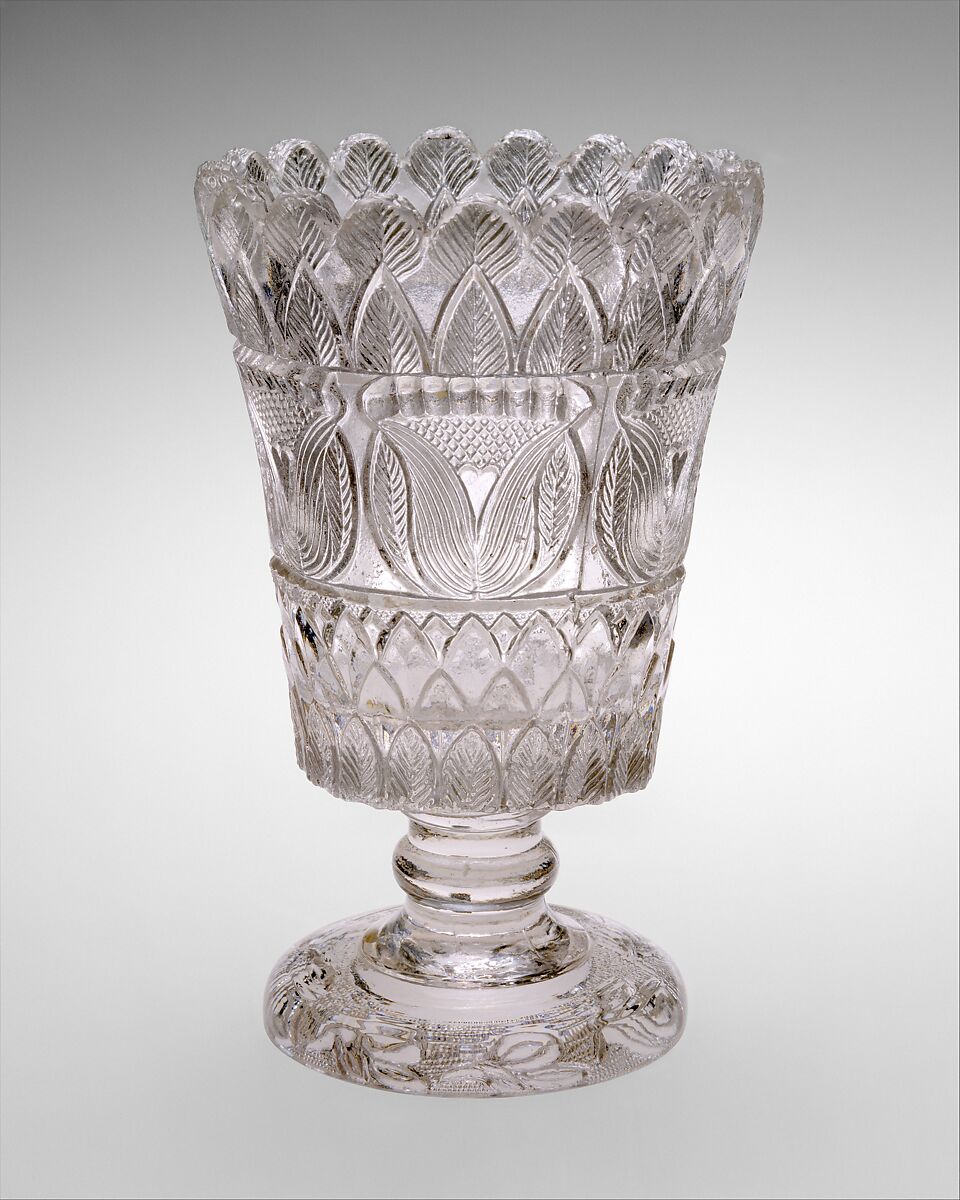 Celery vase, Attributed to Boston &amp; Sandwich Glass Company (American, 1825–1888, Sandwich, Massachusetts), Pressed glass, American 