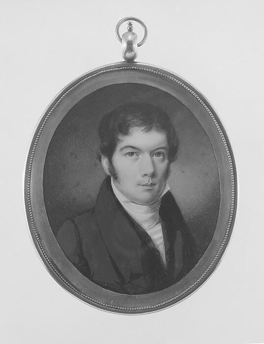 Mr. Hagner, Daniel Dickinson (1795–1877), Watercolor on ivory in gilded copper locket; hair reserve verso, American 