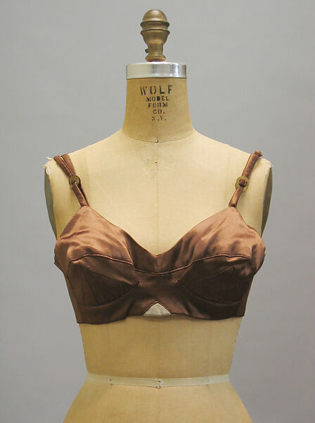 Brassiere, Vivienne Westwood (British, 1941–2022), silk (probably), leather, metal, British 