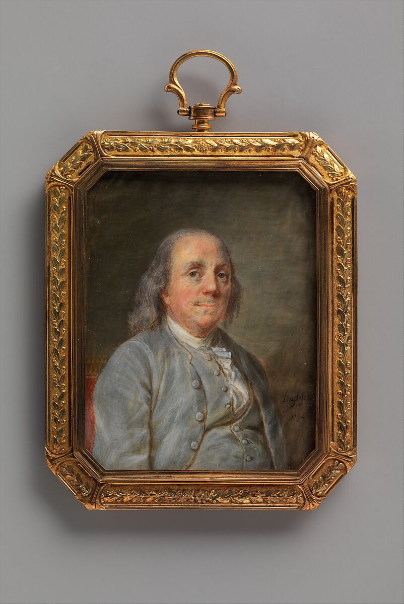 Benjamin Franklin, After Joseph Siffred Duplessis (French, Carpentras 1725–1802 Versailles), Watercolor on vellum, French 