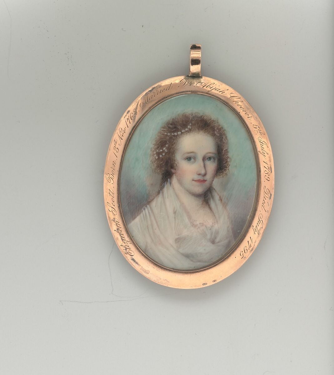 Mrs. Abijah Cheever (Elizabeth Scott), Nathaniel Hancock (active 1785–1809), Watercolor on ivory, American 
