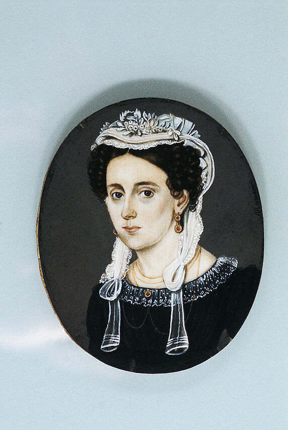 Portrait of a Lady, Anthony Meucci (active 1818–37), Watercolor on ivory, American 