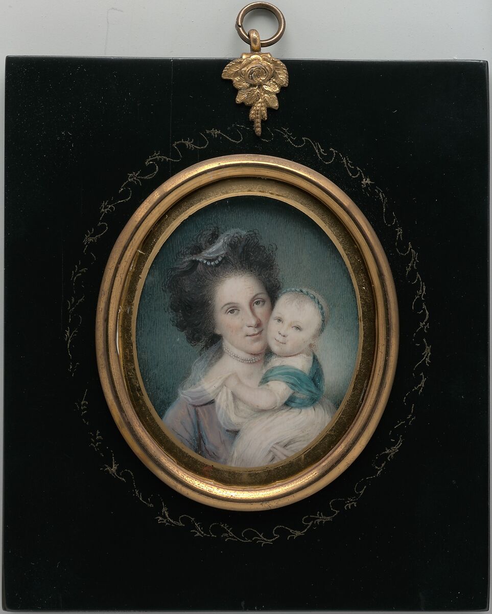 Mrs. Charles Willson Peale (Rachel Brewer) and Baby Eleanor, Charles Willson Peale (American, Chester, Maryland 1741–1827 Philadelphia, Pennsylvania), Watercolor on ivory, American 