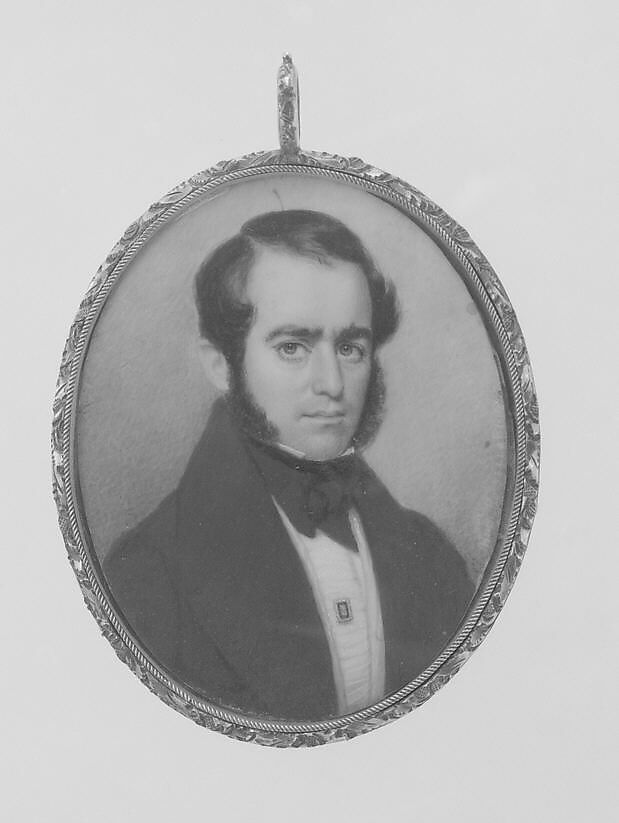 Portrait of a Gentleman, Moses B. Russell (ca. 1810–1884), Watercolor on ivory, American 