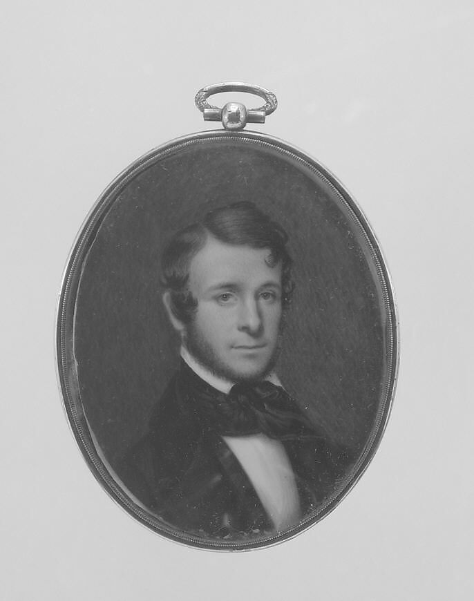 Portrait of a Gentleman, Moses B. Russell (ca. 1810–1884), Watercolor on ivory, American 