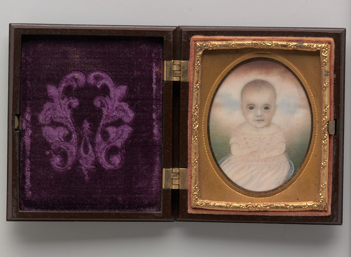 Portrait of a Baby, Attributed to Mrs. Moses B. Russell (Clarissa Peters) (1809–1854), Watercolor on ivory, American 