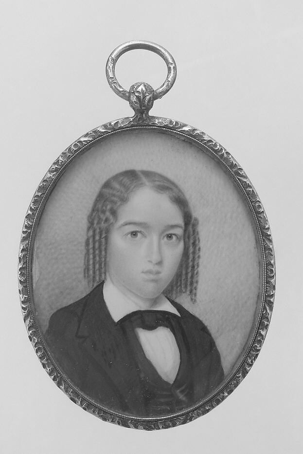 Portrait of a Boy, George W. Stevens (ca. 1820–91), Watercolor on ivory, American 