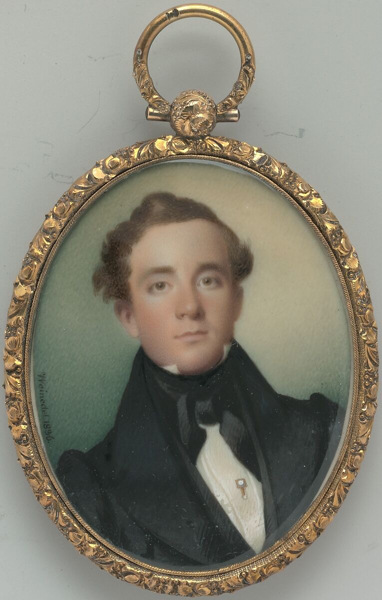 Portrait of a Gentleman, Carl Weinedel (1795–1845), Watercolor on ivory, American 