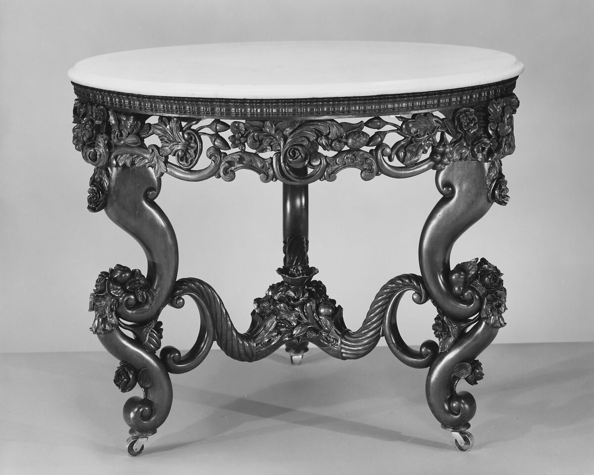 Center Table, Rosewood, ash (secondary wood), marble