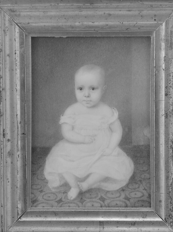 Portrait of a Baby, Watercolor on ivory, American 