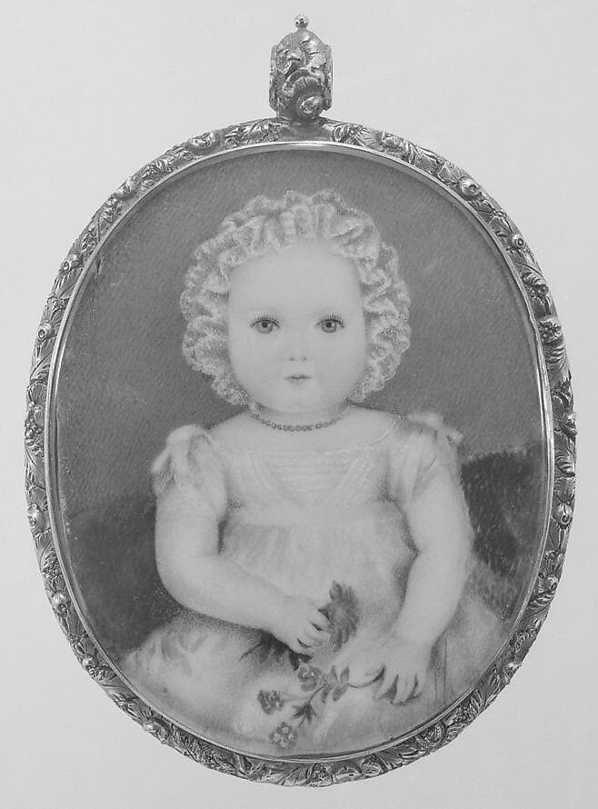 Portrait of a Baby, Watercolor on ivory, American 