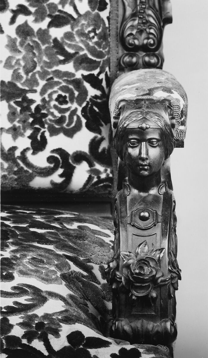 Sofa, Julius Dessoir (1801–1884), Rosewood, replacement showcovers, American