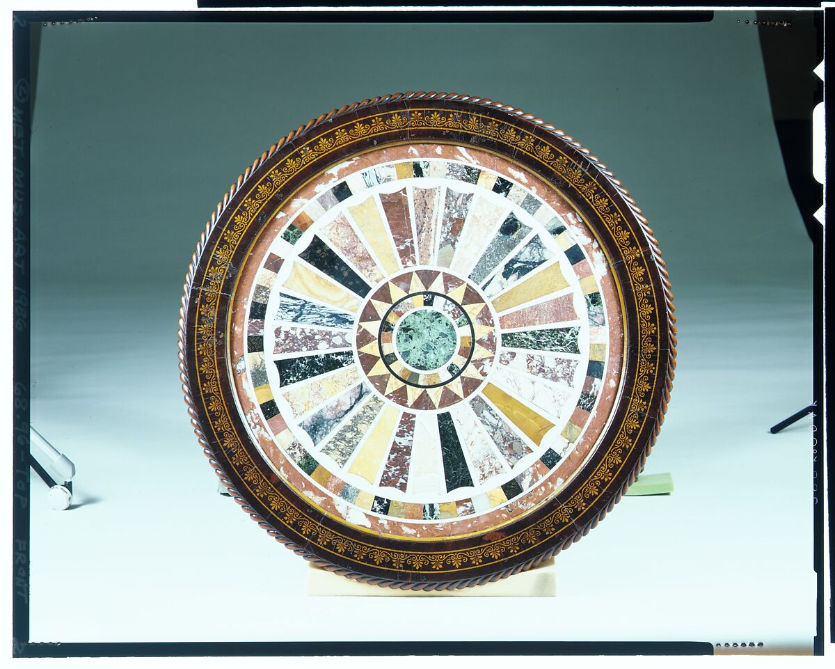 Center Table, Anthony G. Quervelle (1789–1856), Mahogany, intarsia marble, brass, American