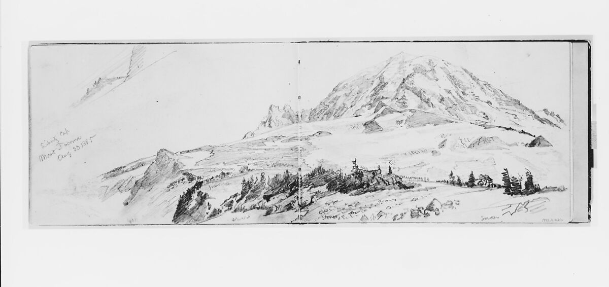 Sibertz Cap, Mount Tacoma Aug 23 1885 (from Sketchbook X), William Trost Richards (American, Philadelphia, Pennsylvania 1833–1905 Newport, Rhode Island), Graphite on off-white wove paper, American