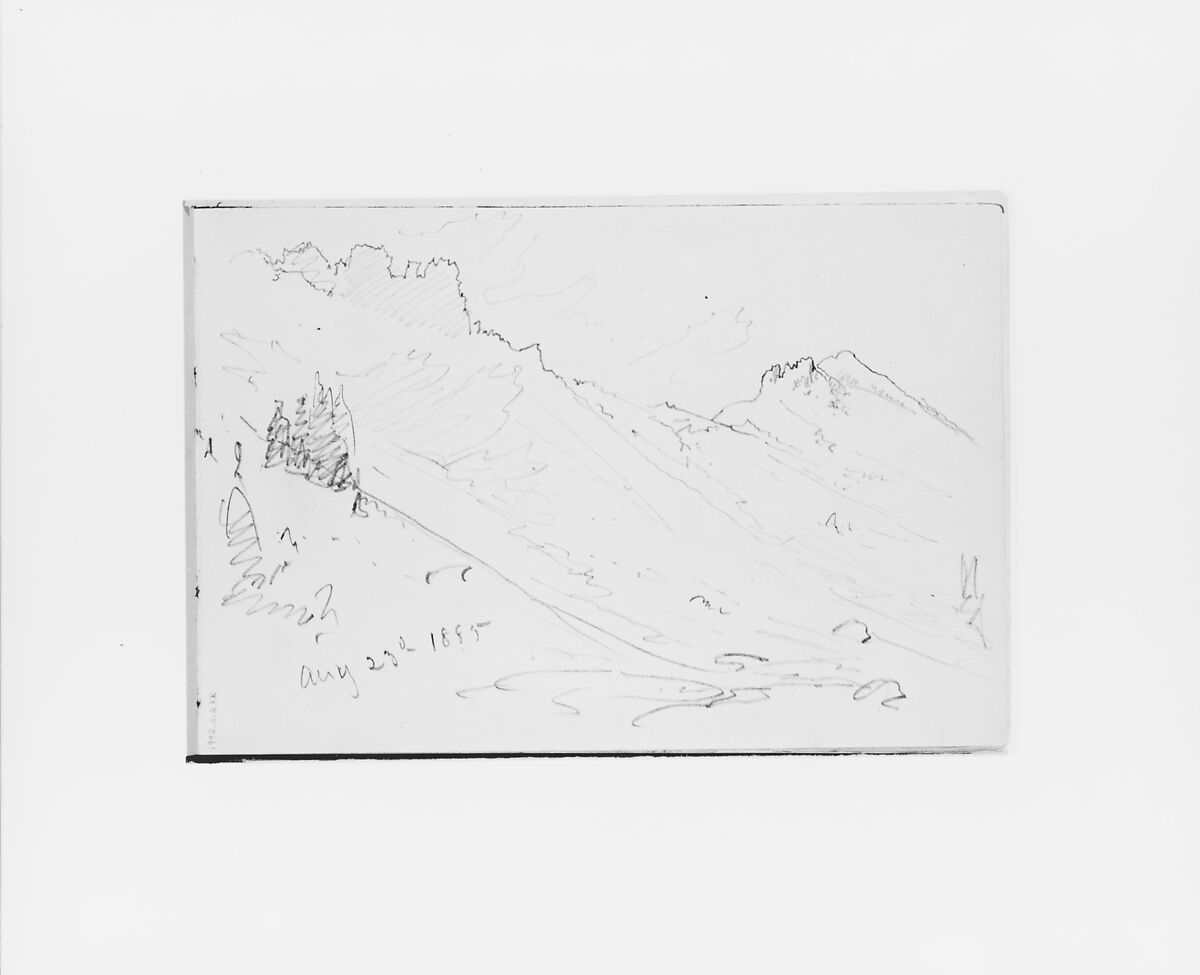Mountain Slope Aug 23 1885 (from Sketchbook X), William Trost Richards (American, Philadelphia, Pennsylvania 1833–1905 Newport, Rhode Island), Graphite on off-white wove paper, American 