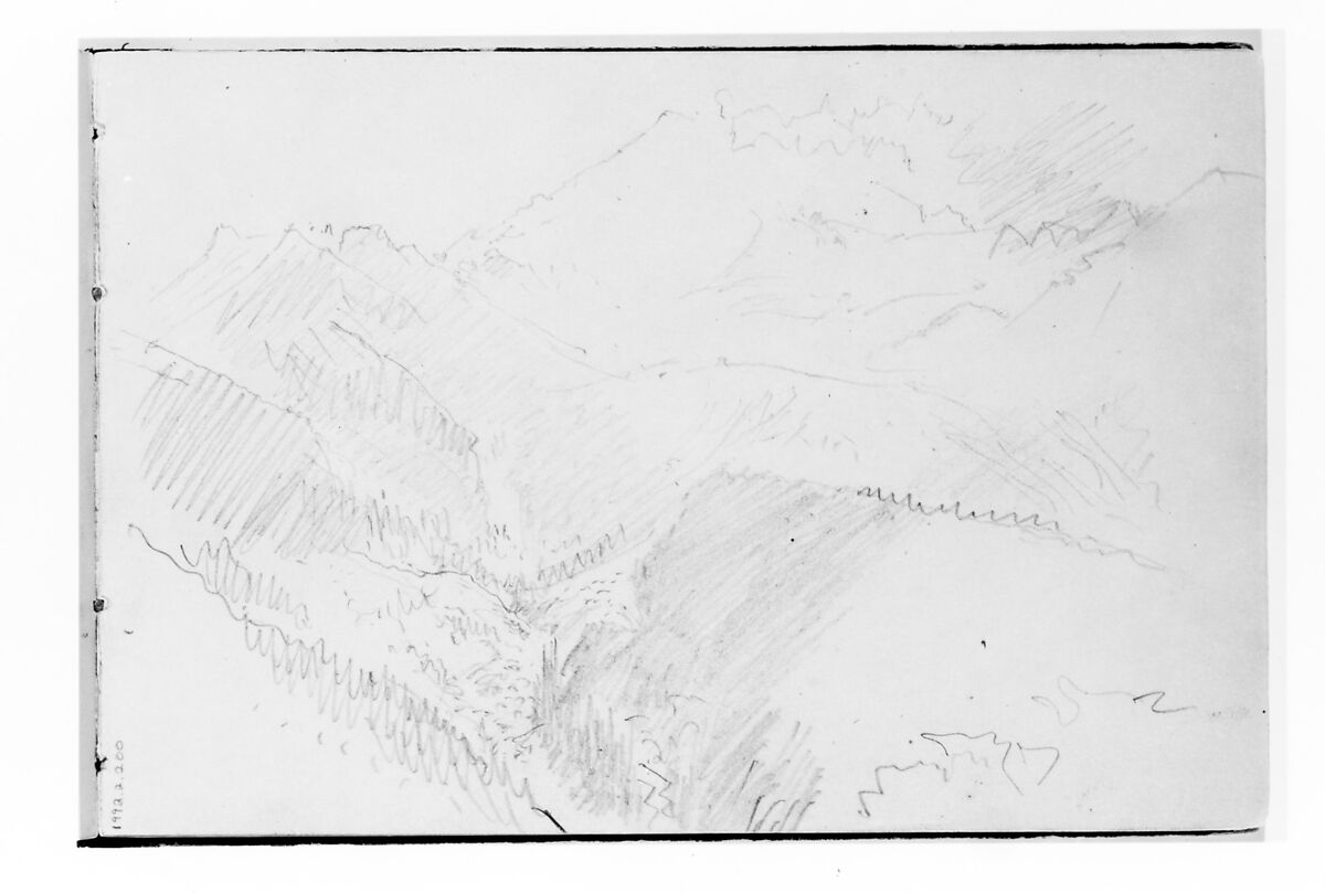 In the Mountains (from Sketchbook X), William Trost Richards (American, Philadelphia, Pennsylvania 1833–1905 Newport, Rhode Island), Graphite on off-white wove paper, American 