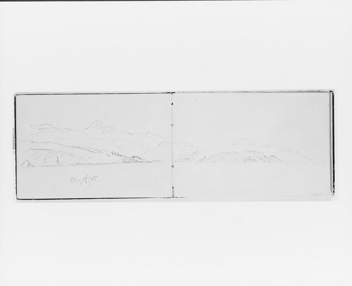 Sketch of Hills and Mountains, Aug 17/85 (from Sketchbook X), William Trost Richards (American, Philadelphia, Pennsylvania 1833–1905 Newport, Rhode Island), Graphite on off-white wove paper, American 