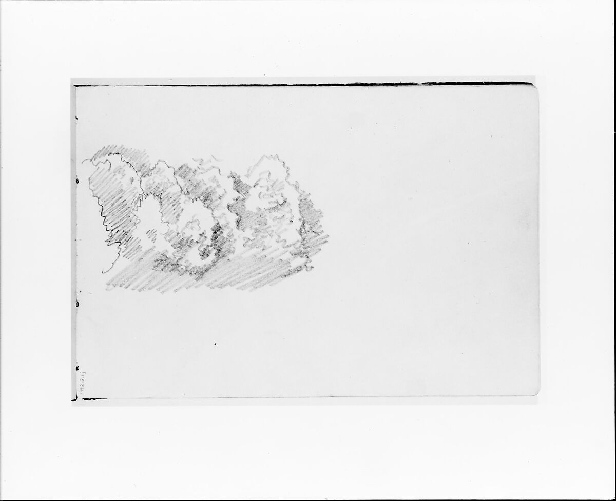 Sketch of Trees (Clouds?) (from Sketchbook VII), William Trost Richards (American, Philadelphia, Pennsylvania 1833–1905 Newport, Rhode Island), Graphite on off-white wove paper, American 
