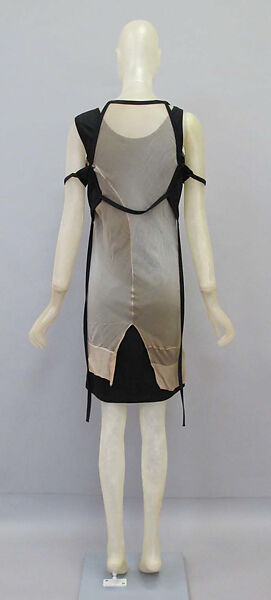 Ensemble, Helmut Lang (Austrian, born 1956), (a) silk, silk/synthetic; (b) cotton; (c, d) leather, rubber; (e) leather, metal, Austrian