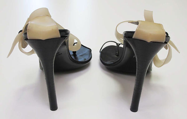 Ensemble, Helmut Lang (Austrian, born 1956), (a) silk, silk/synthetic; (b) cotton; (c, d) leather, rubber; (e) leather, metal, Austrian