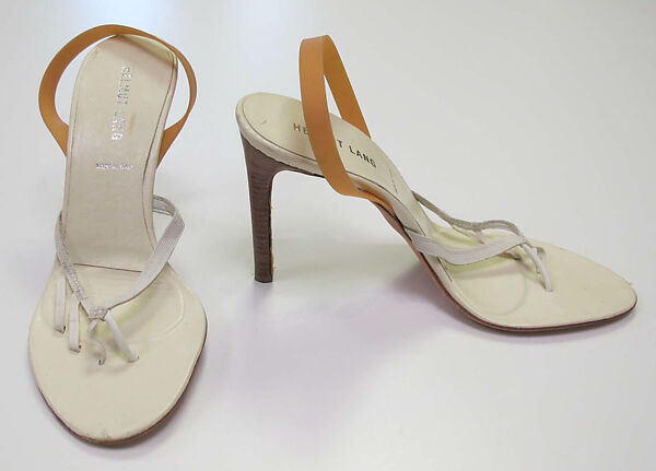 Ensemble, Helmut Lang (Austrian, born 1956), (a) cotton/synthetic, synthetic, plastic; (b, c) cotton/synthetic; (d, e) leather, synthetic, rubber, Austrian