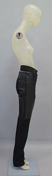 Ensemble, Helmut Lang (Austrian, born 1956), (a, b) synthetic fiber; (c) cotton, latex, metal; (d, e) leather, plastic; (f) plastic, metal, Austrian