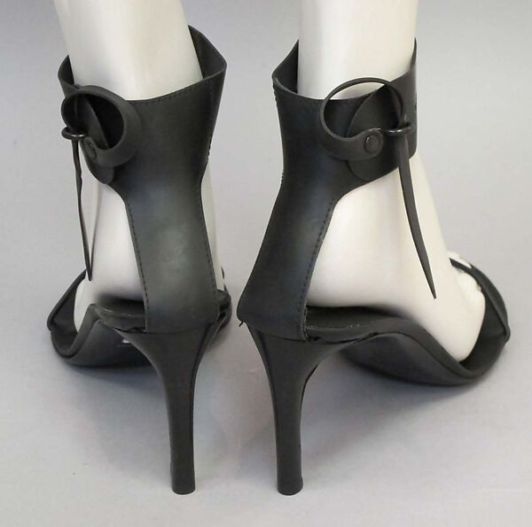 Ensemble, Helmut Lang (Austrian, born 1956), (a, b) synthetic fiber; (c) cotton, latex, metal; (d, e) leather, plastic; (f) plastic, metal, Austrian