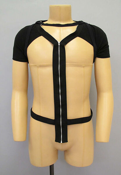 Ensemble, Helmut Lang (Austrian, born 1956), (a, c) synthetic; (b, f) synthetic, metal; (d) cotton, metal; (e) watersnake, metal; (g, h) leather, Austrian