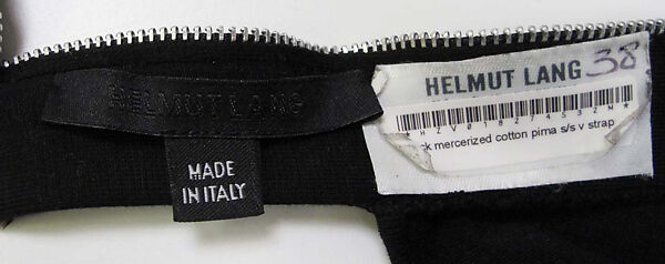 Ensemble, Helmut Lang (Austrian, born 1956), (a, c) synthetic; (b, f) synthetic, metal; (d) cotton, metal; (e) watersnake, metal; (g, h) leather, Austrian