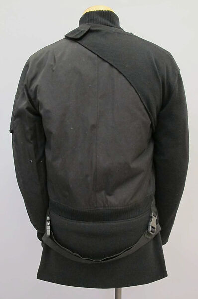 Ensemble, Helmut Lang (Austrian, born 1956), (a) cotton, synthetic; (b, c, d) wool; (e) synthetic; (f, g) leather, metal; (j) cotton, metal, Austrian