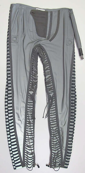 Ensemble, Helmut Lang (Austrian, born 1956), (a) wool; (b) synthetic; (c, d) leather, metal, Austrian