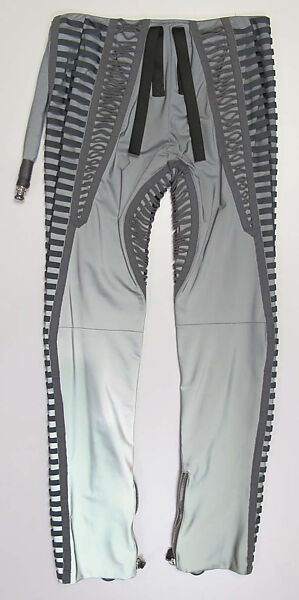 Ensemble, Helmut Lang (Austrian, born 1956), (a) wool; (b) synthetic; (c, d) leather, metal, Austrian