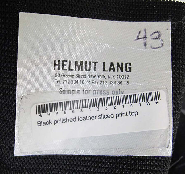 Ensemble, Helmut Lang (Austrian, born 1956), (a, b) leather, silk, synthetic; (c) wool, synthetic; (d, e) suede, Austrian