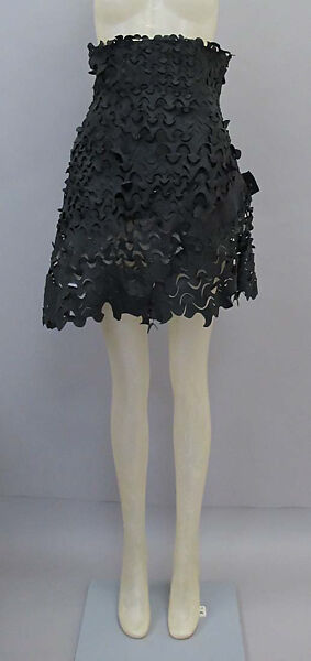 Ensemble, Helmut Lang (Austrian, born 1956), (a, b) leather, silk, synthetic; (c) wool, synthetic; (d, e) suede, Austrian