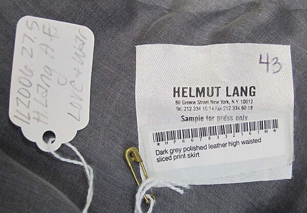 Ensemble, Helmut Lang (Austrian, born 1956), (a, b) leather, silk, synthetic; (c) wool, synthetic; (d, e) suede, Austrian